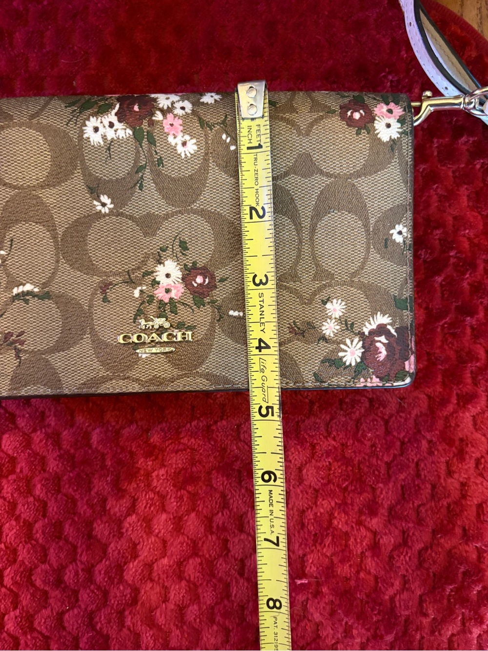 Coach Signature Floral Wallet Crossbody Clutch Brown Tan Pink Floral - Picture 15 of 16